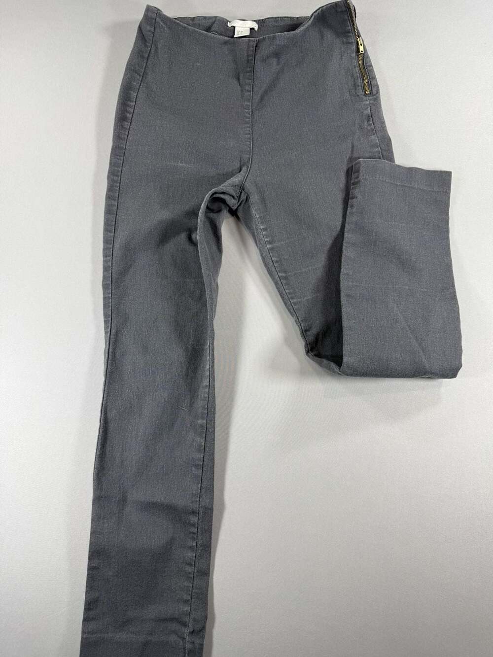 H&M Women Gray Skinny Pants Side Zip Size 8